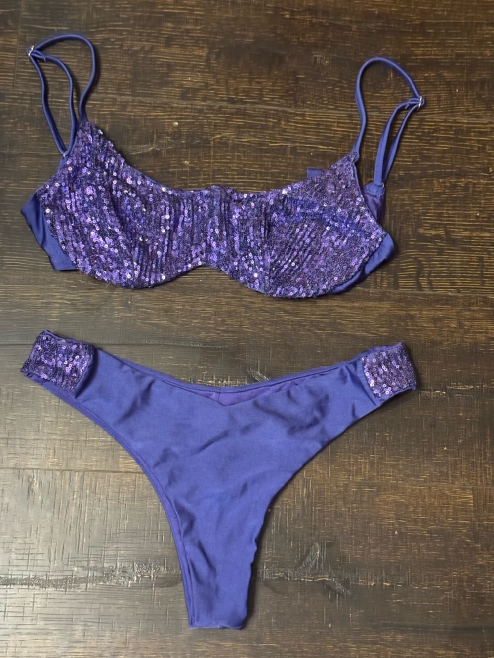 Guess Purple Sequin Two-Piece Bikini